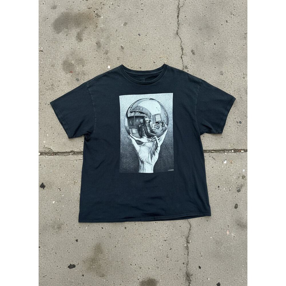 M.C. Escher Hand With Reflecting Sphere Tee Black Single Stitch Style Size L